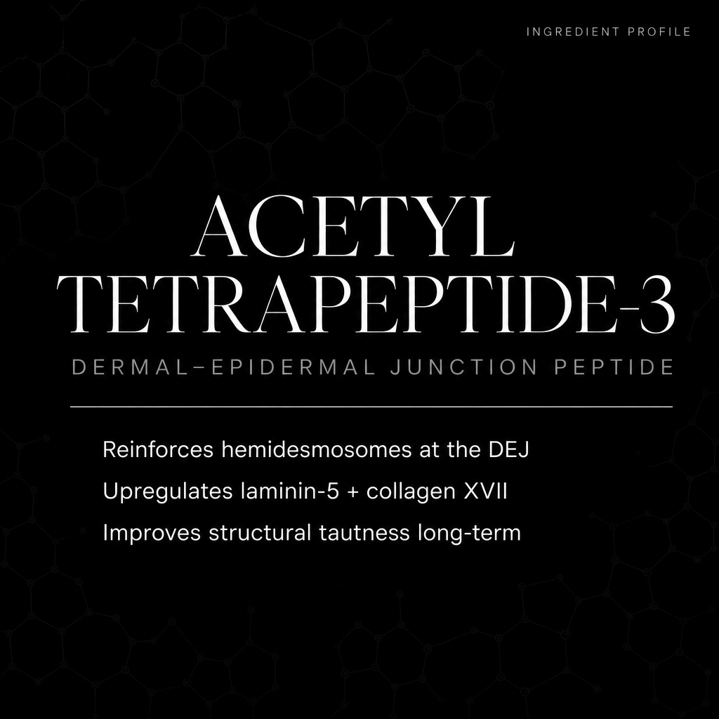 Ingredient profile card for Acetyl Tetrapeptide-3 — dermal-epidermal junction peptide