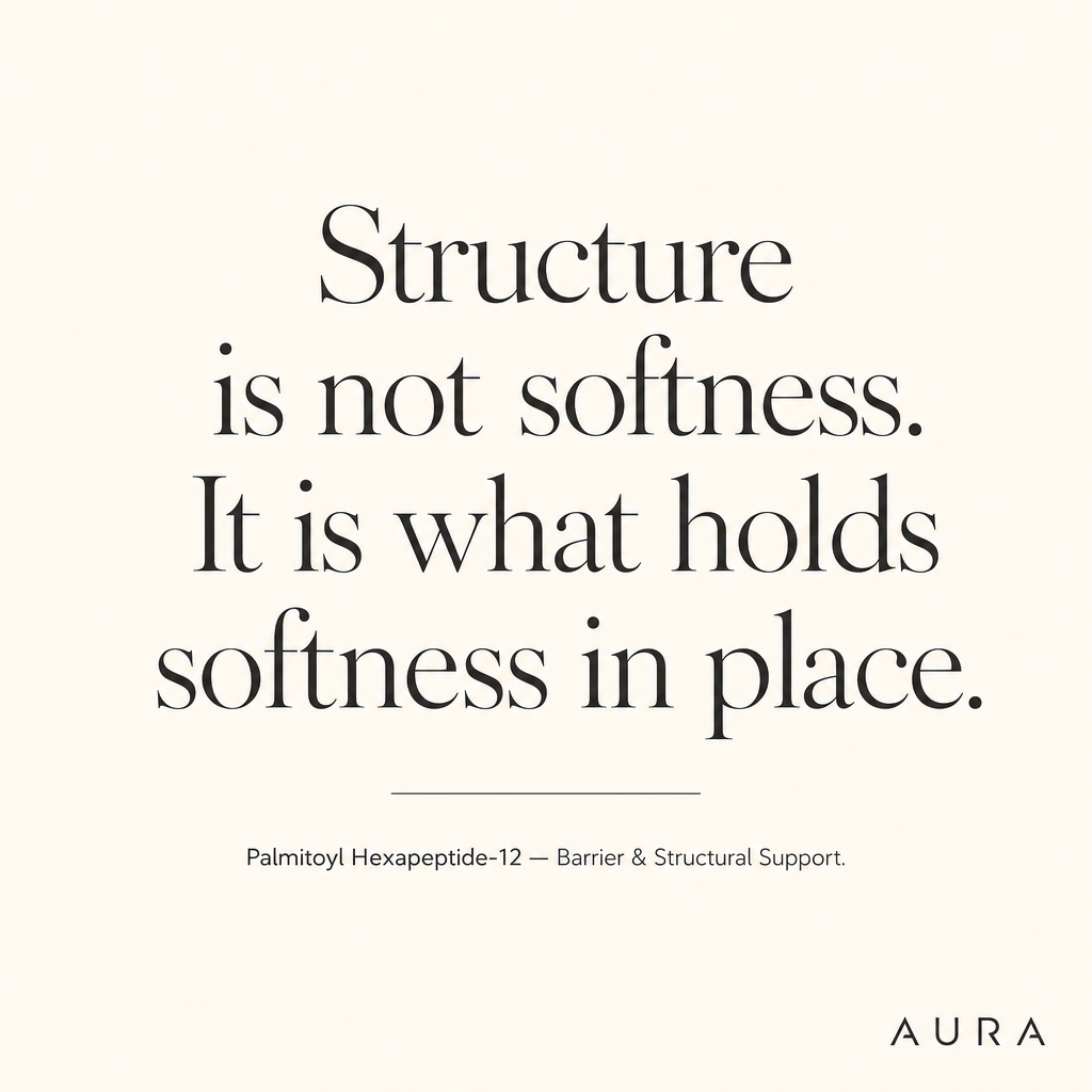 Structure is not softness. It is what holds softness in place — Palmitoyl Hexapeptide-12 AURA